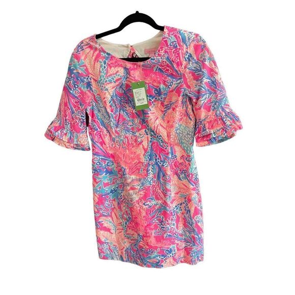 Lilly Pulitzer Womens Pink Blue Fiesta Stretch Ruffled Sleeve Dress Size 4 - Picture 6 of 12
